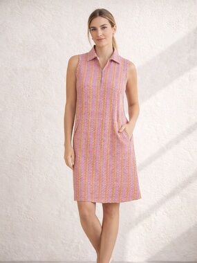 J McLaughlin Catalina Cloth Geometric Dress Pink Orange XL
